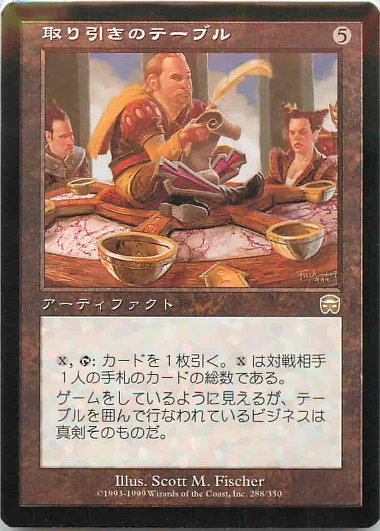 取り引きのテーブル